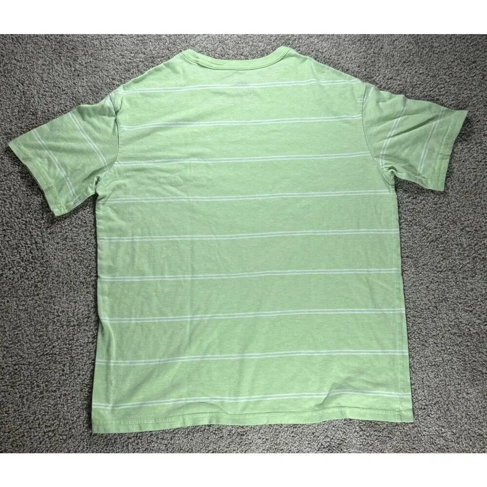 There Abouts Boys Green Striped Pocket T-Shirt Surf Graphic Youth XL (18/20)